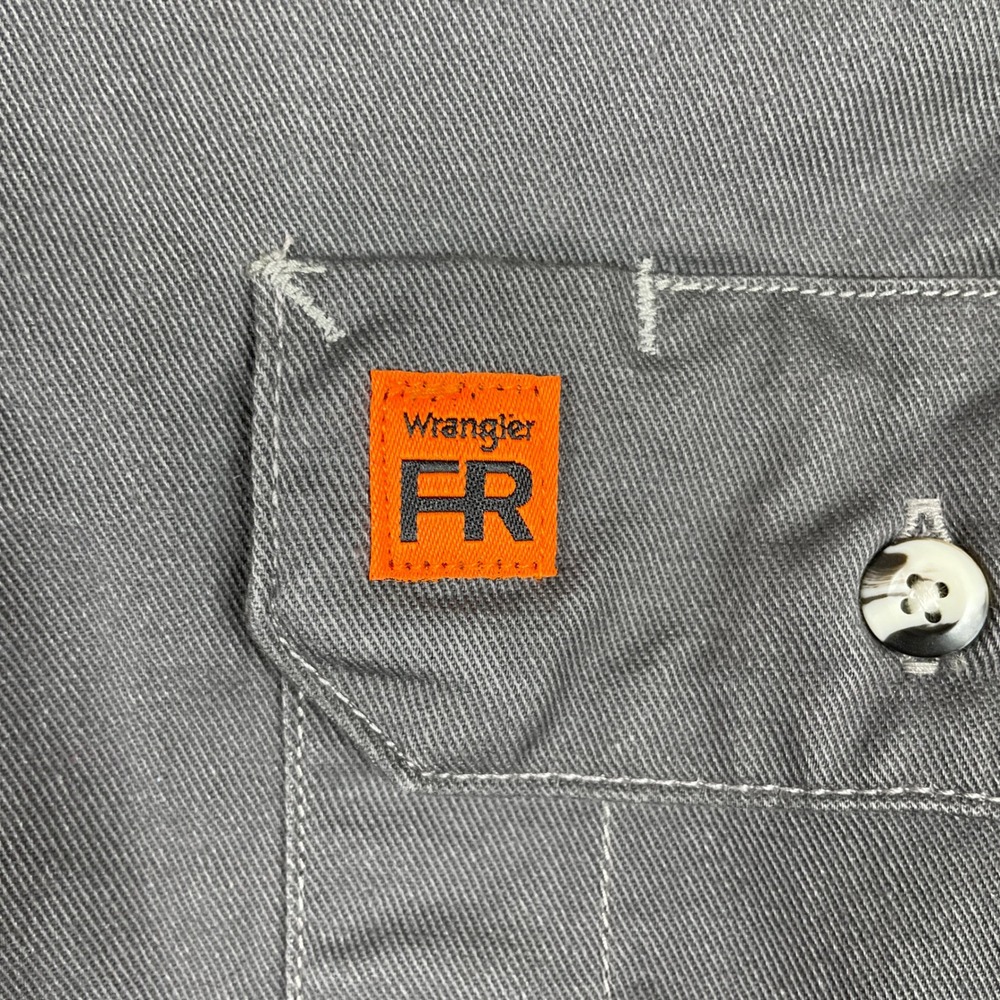 Wrangler Riggs Workwear FR Shirt Mens XL Grey Flame Resistant Long Sleeve Cotton - Picture 5 of 11